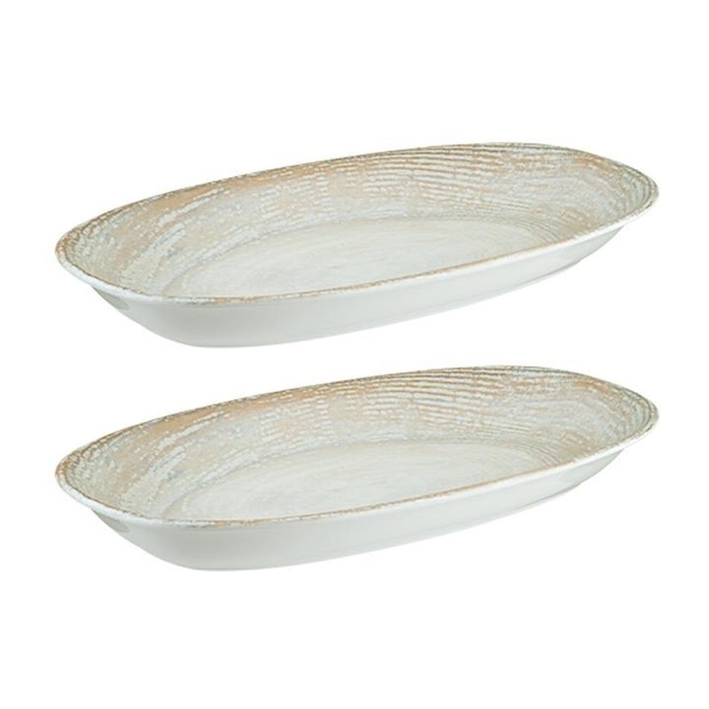 Patera 6″ x 3.5″ x h:0.75″ Oval Decorated Porcelain Platter (Set of 2)