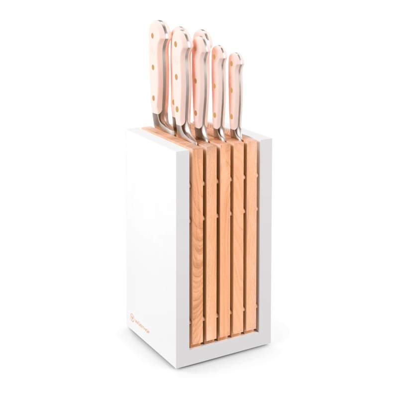 Wusthof Classic Pink Himalayan Salt – 8 Pc. Knife Block Set, White- Personalized Engraving Available
