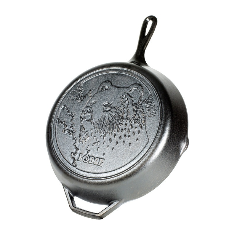 Lodge Cast Iron Wildlife Series 12 Inch Skillet, Bear