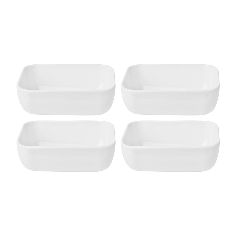 Porcelain Santa Monica 5.5″ x 3.75″ x h:2″ 14 oz. Rectangular White Porcelain Deep Plate (Set of 4)