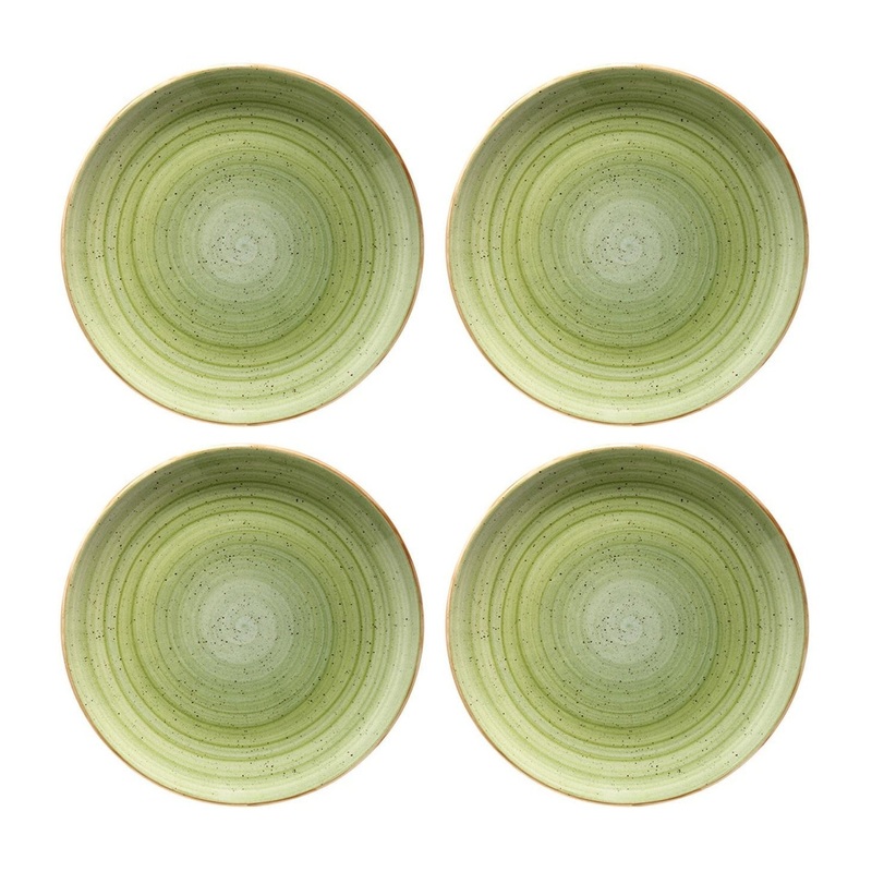 Therapy dia.8.25″ Round Green Porcelain Plate (Set of 4)