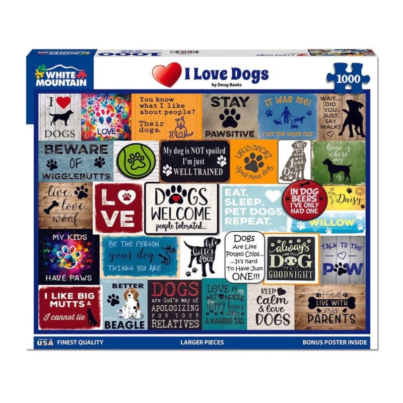 White Mountain 1000 Piece Puzzle – I Love Dogs