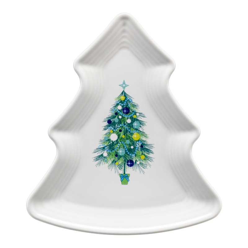 Blue Christmas Tree Shaped Plate 10 1/8 Inch