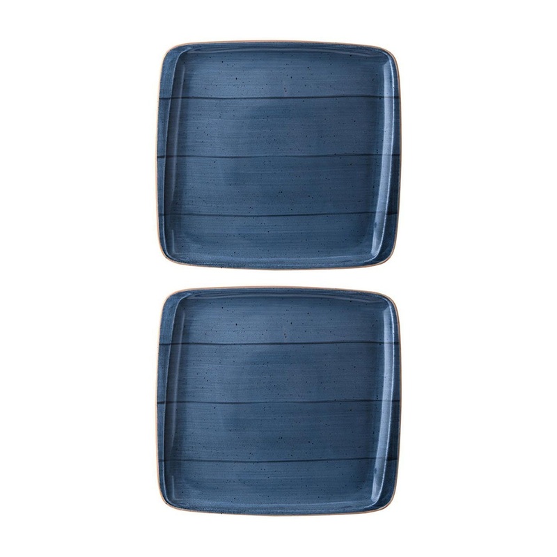 Dusk 8.5″ x 8″ Square Blue Porcelain Plate (Set of 2)
