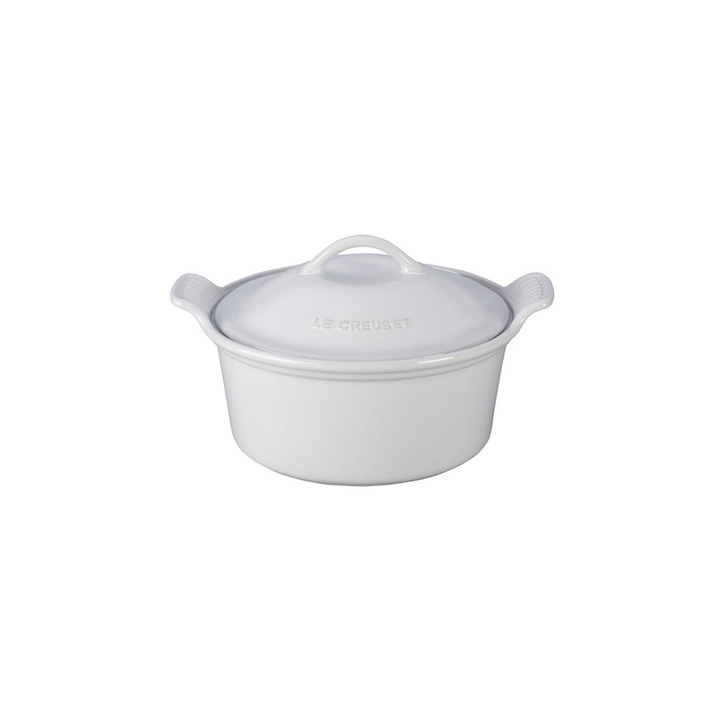 Le Creuset 18 oz. (6 1/4″) Heritage Covered Cocotte – White