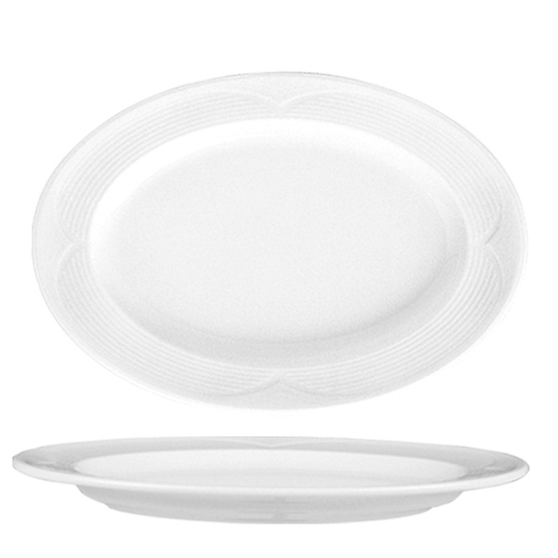 Porcelain Saturn 15.25″ x 10.5″ x h:1.5″ Oval White Porcelain Platter