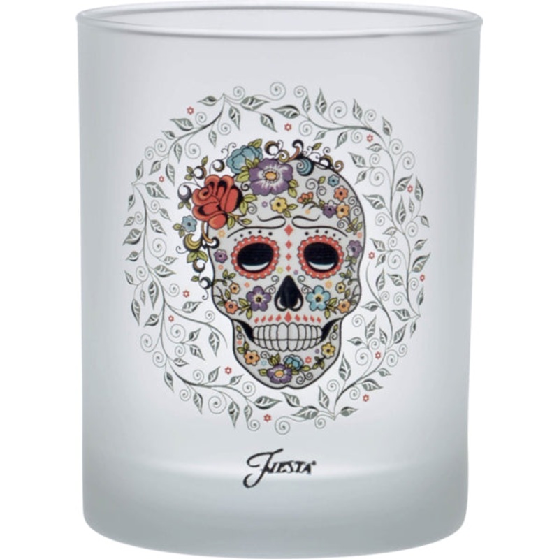 14 oz. FiestaSKULL AND VINE Sugar Frosted Double Old Fashion Glass – Set of 4