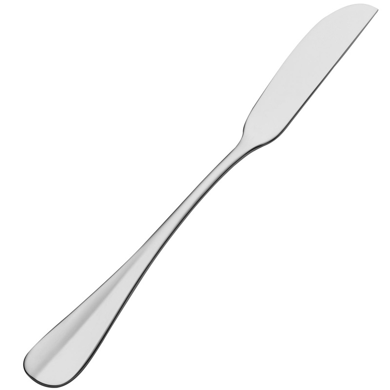 Bon Chef SBS1113 Chambers 6 5/8″ 18/0 Extra Heavy Weight Bonsteel Flat Handle Butter Spreader – 12/Pack