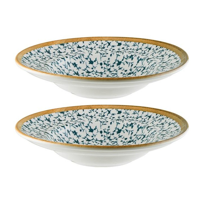 Calif dia.10.75″ h:2.25″ 16 oz. Round Decorated Porcelain Bowl (Set of 2)