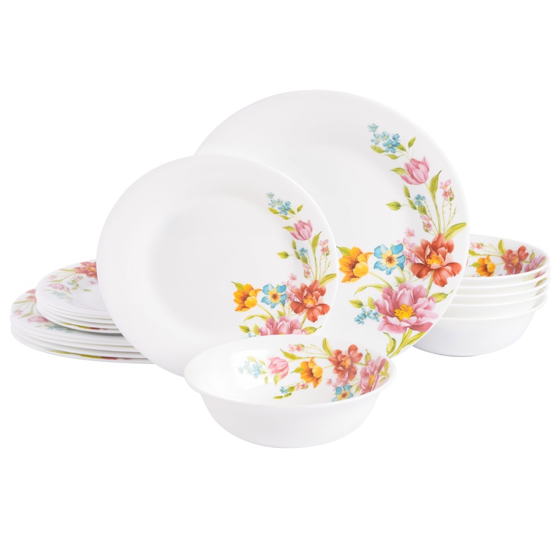 Gibson Home Ultra Round 18-Piece Opal Glass Dinnerware Set