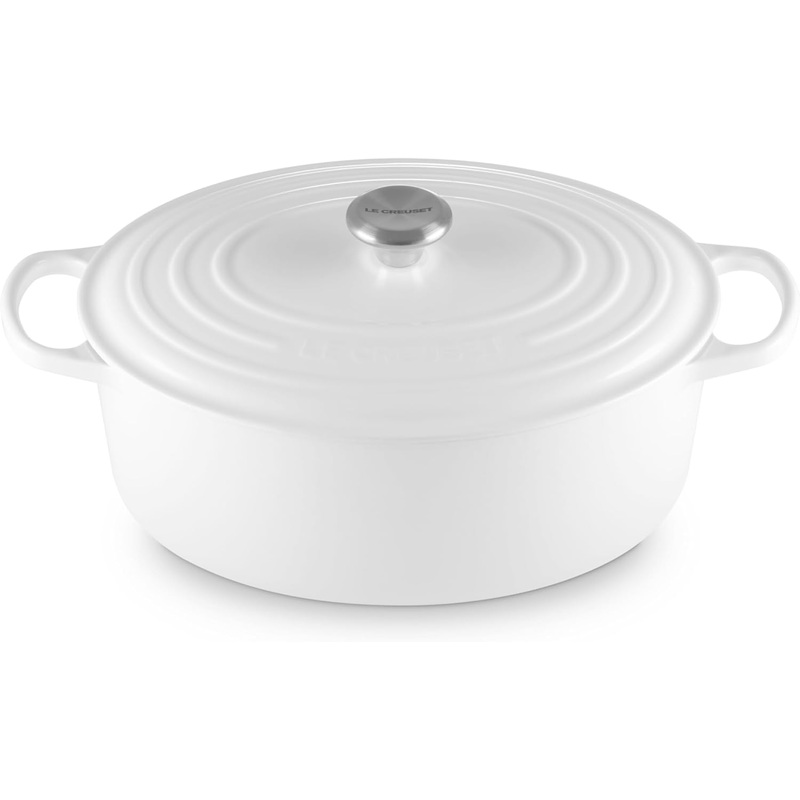 Le Creuset 8 Qt. Signature Oval Dutch Oven w/Stainless Steel Knob – White