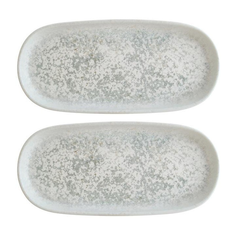 Luna Ocean 8.5″ x 4″ x h:0.75″ Oval Decorated Porcelain Platter (Set of 2)