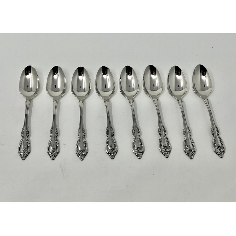 Oneida Brahms Set of 8 Coffee / Child Spoons – USA Made 5 1/4″