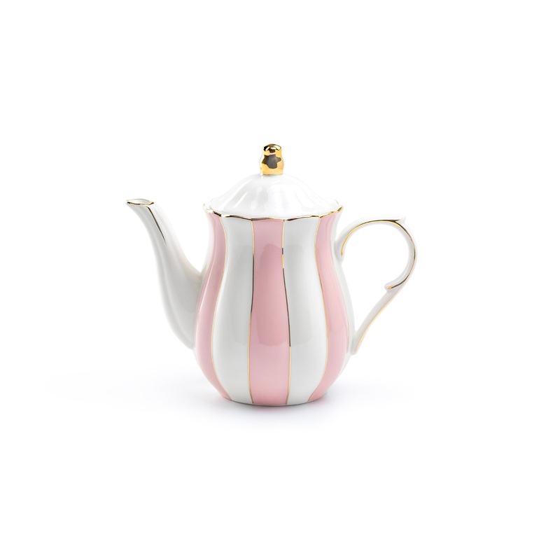 Pink and White Scallop Fine Porcelain Teapot – CLEARANCE