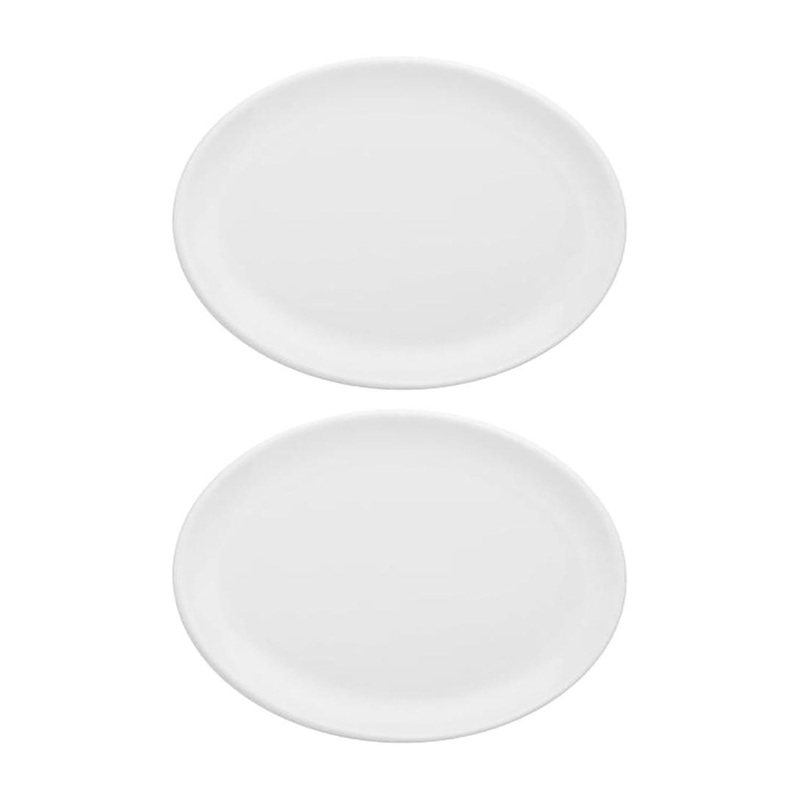 Porcelain Delta-Coupe 6.5″ x 4.25″ x h:1.25″ Oval White Porcelain Platter (Set of 2)