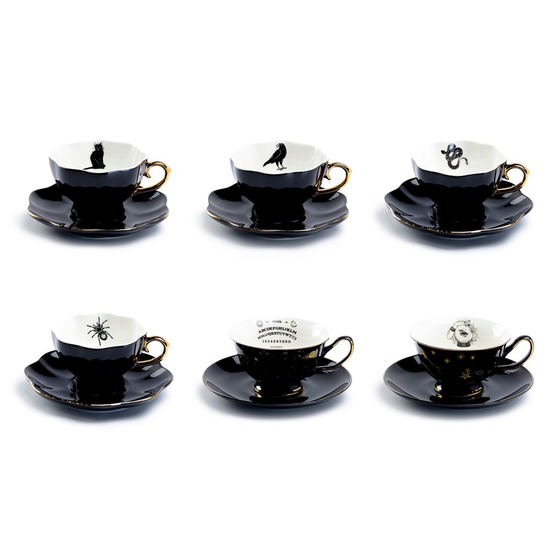 6 Assorted Halloween Tea Cup and Saucer Sets – Ver. B