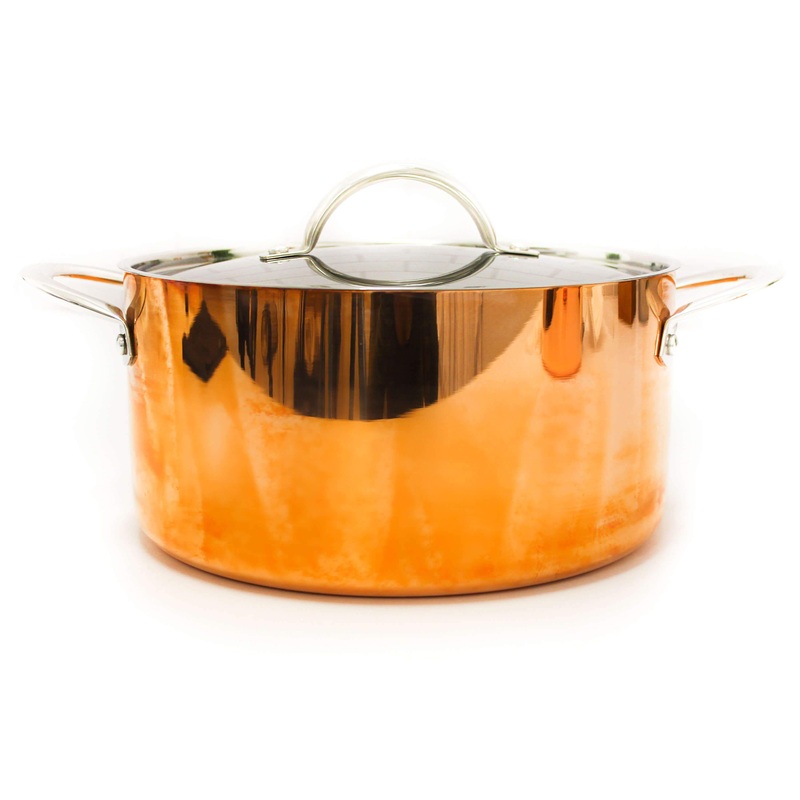 BergHOFF Vintage Tri-Ply Copper 9.5″ Stockpot 5.75qt. with Lid, Polished