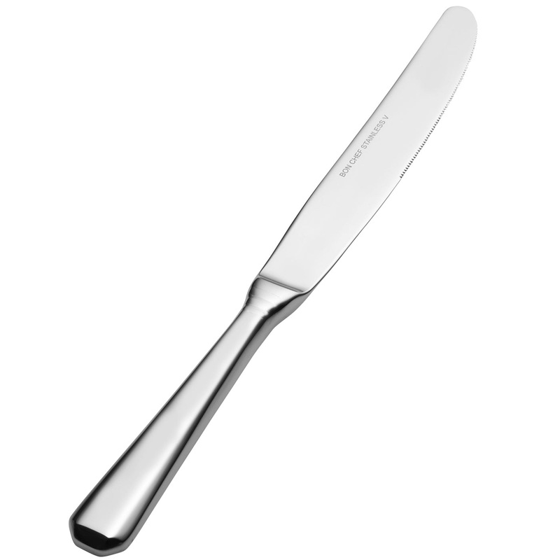 Bon Chef S3412 Cordoba 9 1/2″ 13/0 Stainless Steel European Size Solid Handle Dinner Knife – 12/Pack