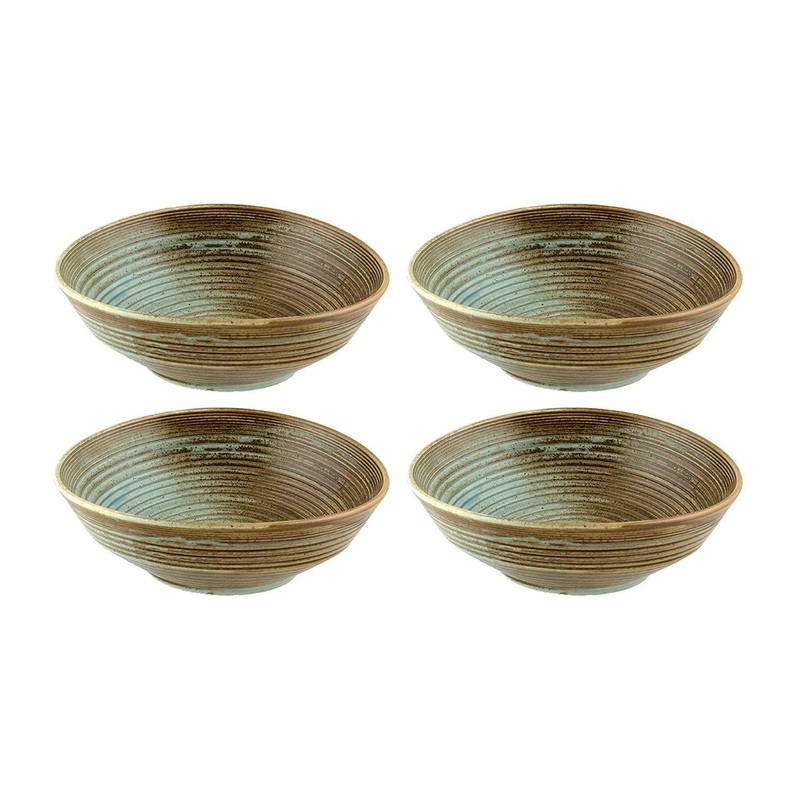 Coral dia.7.5″ h:2.5″ 24 oz. Round Decorated Porcelain Bowl (Set of 4)