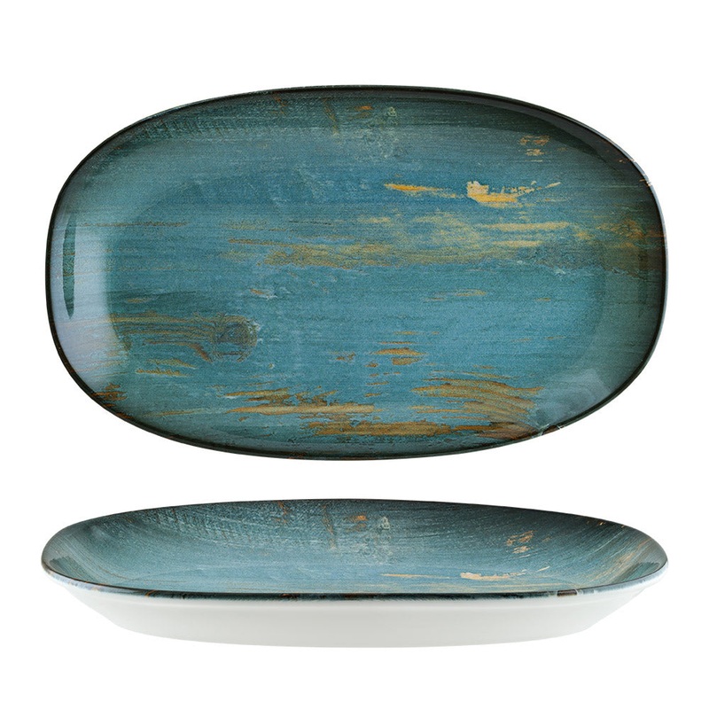 Madera 13″ x 7.5″ x h:1.5″ Oval Decorated Porcelain Platter