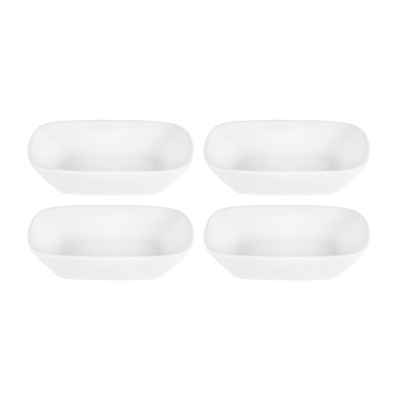 Porcelain Delta-Coupe 5.5″ x 4″ x h:1.25″ 6 oz. Rectangular White Porcelain Deep Plate (Set of 4)
