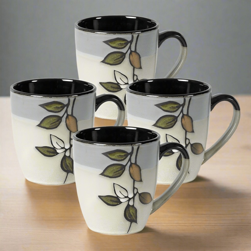 Rustic Leaves Set of 4 Mugs