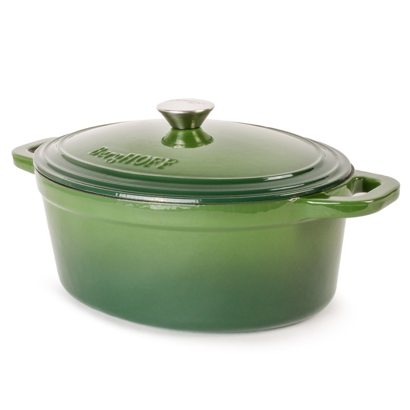 BergHOFF Neo Cast Iron 8qt. Oval Dutch Oven 13″ with Lid, Green