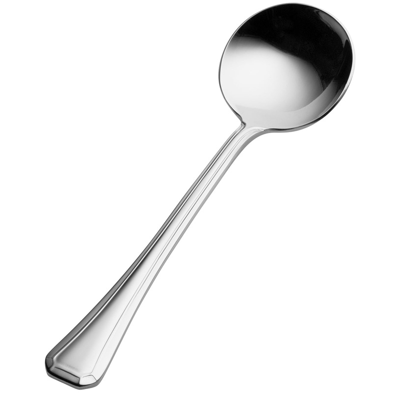 Bon Chef S501 Prism 6 1/8″ 18/10 Stainless Steel Extra Heavy Bouillon Spoon – 12/Pack