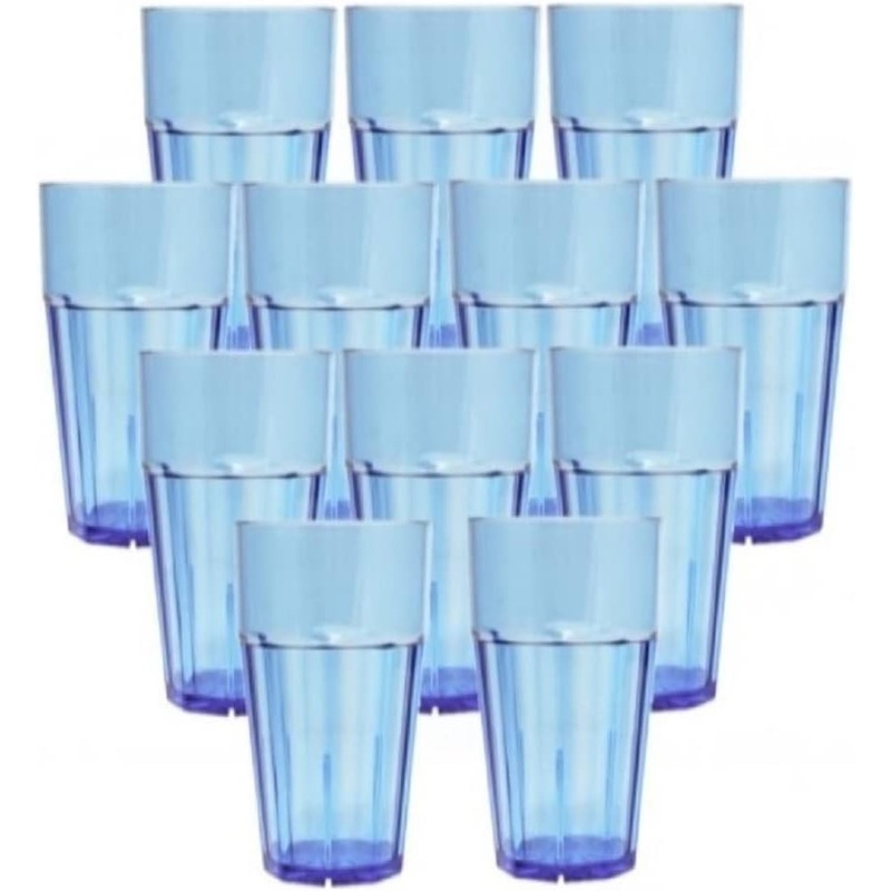Diamond Tumbler/Drinking Cups Polycarbonate Set of 12-Premium Iced Tea Glasses Stackable Reusable Drinking Glasses Dishwasher Safe Break-Resistant for Home Restaurants