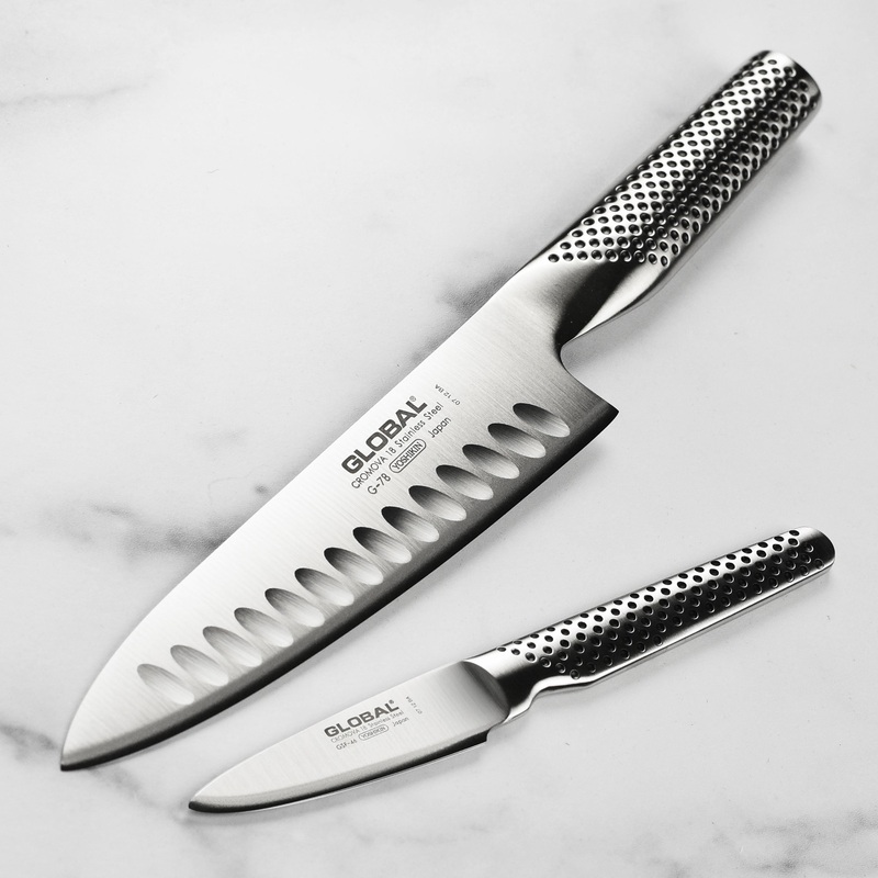 Global 2 Piece Hollow Edge Chef’s Knife Set