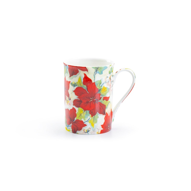 Poinsettia Bone China Mug