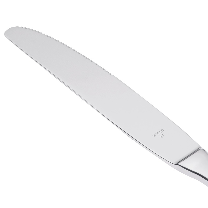 World Tableware 213 5503 Baguette 9 3/4″ 18/0 Stainless Steel Heavy Weight Serrated Solid Handle Dinner Knife – 12/Pack
