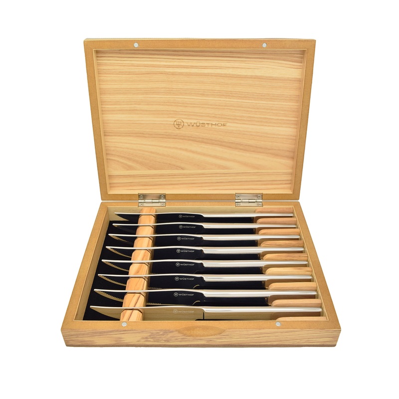 Wusthof 8 Piece Stainless Steel Mignon Steak Knife Set w/Olive Wood Box