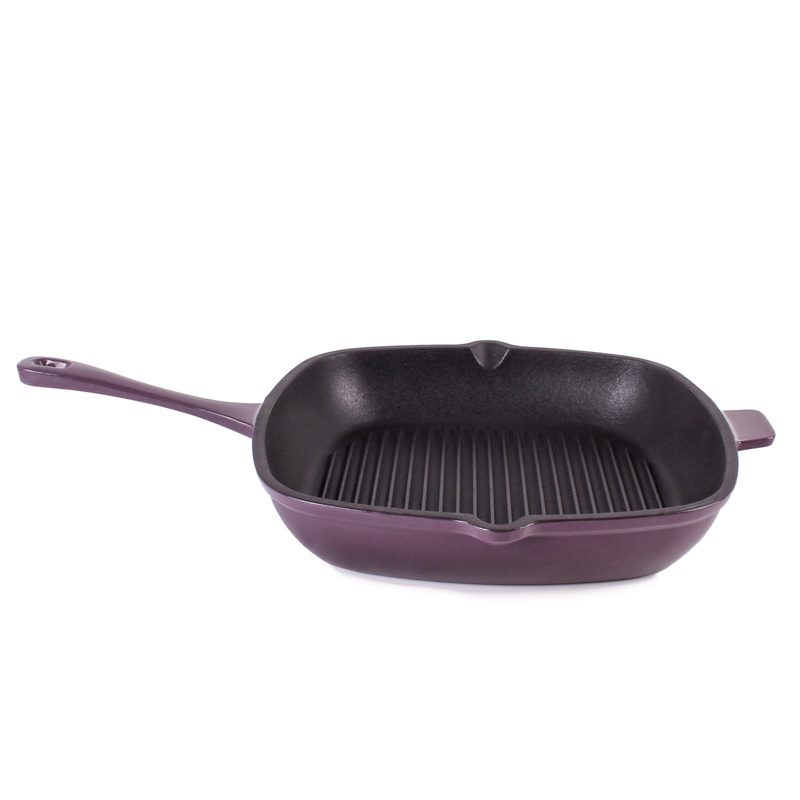 BergHOFF Neo Cast Iron Square Grill Pan 11″, Purple