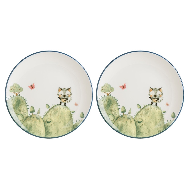 Minimeals dia.8.25″ Round Decorated Porcelain Plate (Set of 2)