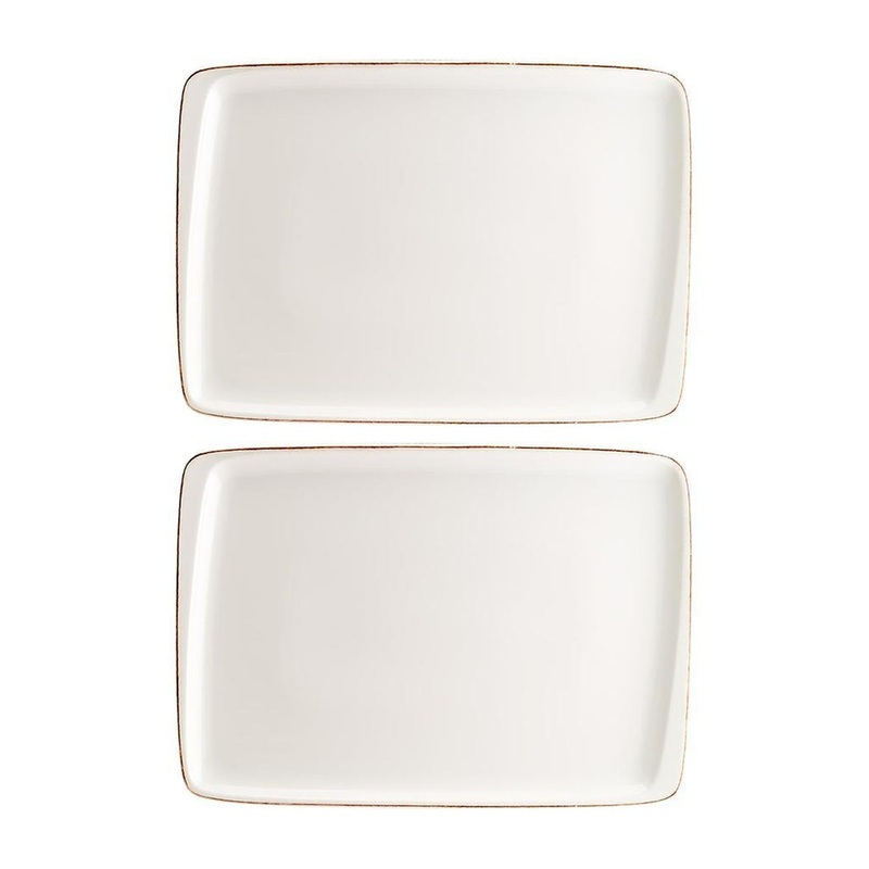 Retro 9″ x 6″ Rectangular Decorated Porcelain Plate (Set of 2)