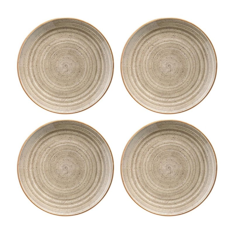 Terrain dia.6.75″ Round Brown Porcelain Plate (Set of 4)