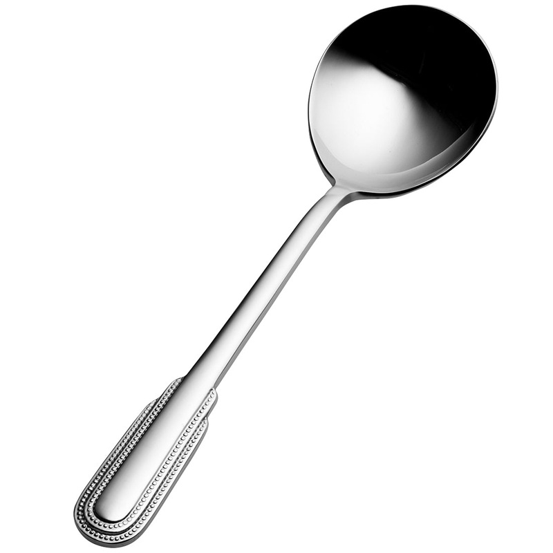 Bon Chef S2401 Empire 6 1/4″ 18/10 Stainless Steel Bouillon Spoon – 12/Pack