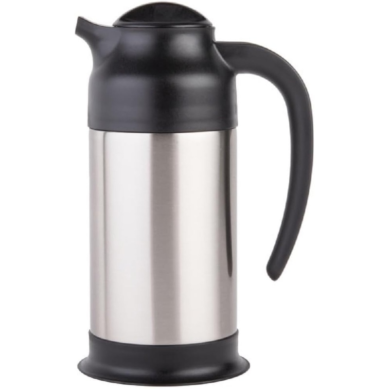 Stainless Steel Carafe/Server Black Trim Double Wall Vacuum – Insulated Coffee Carafe Thermal Beverage Dispenser Thermos Urn for Hot/Cold Water Party Chocolate Drinks