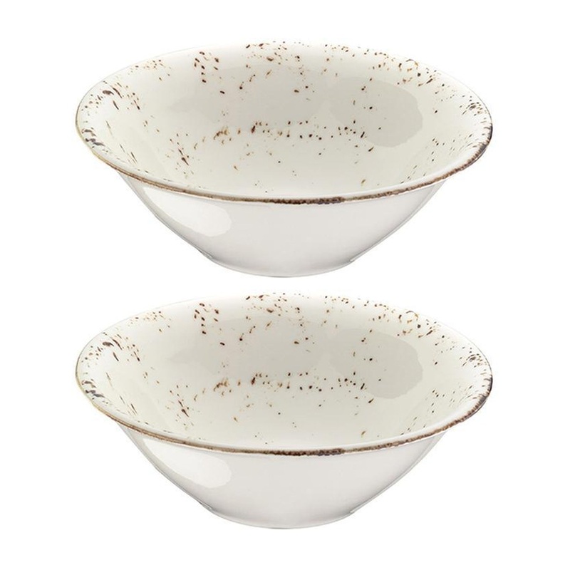 Grain dia.8″ h:2.5″ 30 oz. Round Decorated Porcelain Bowl (Set of 2)