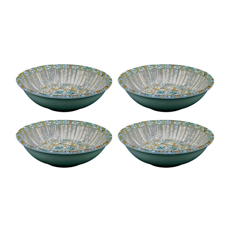 Luca Mosaic Matte dia.5.25″ h:1.5″ 7 oz. Round Decorated Porcelain Bowl (Set of 4)