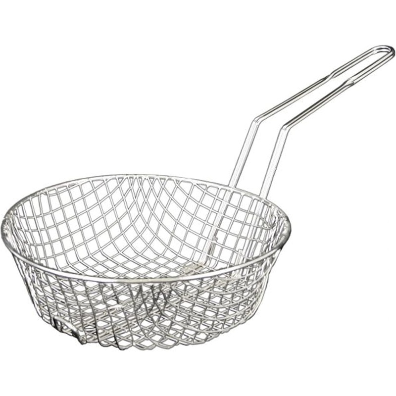 Round Mesh Culinary Basket Nickel Plated with 9-1/8″ Handle Length- Kitchen Frying Basket Food Strainer Skimmer Strainer Basket for Cooking Home Kitchen Restaurants