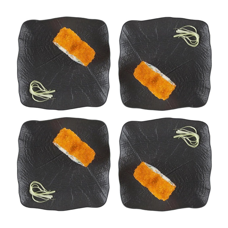 Shade 7.5″ x 7.5″ Square Black Porcelain Plate (Set of 4)