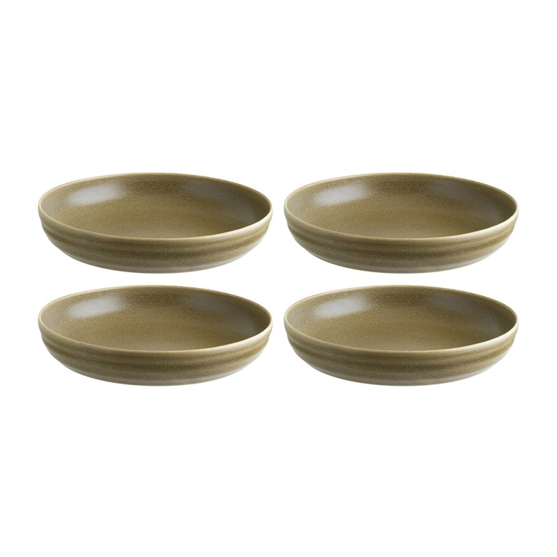 Terra Pott dia.9″ h:1.75″ 36 oz. Round Brown Porcelain Bowl (Set of 4)
