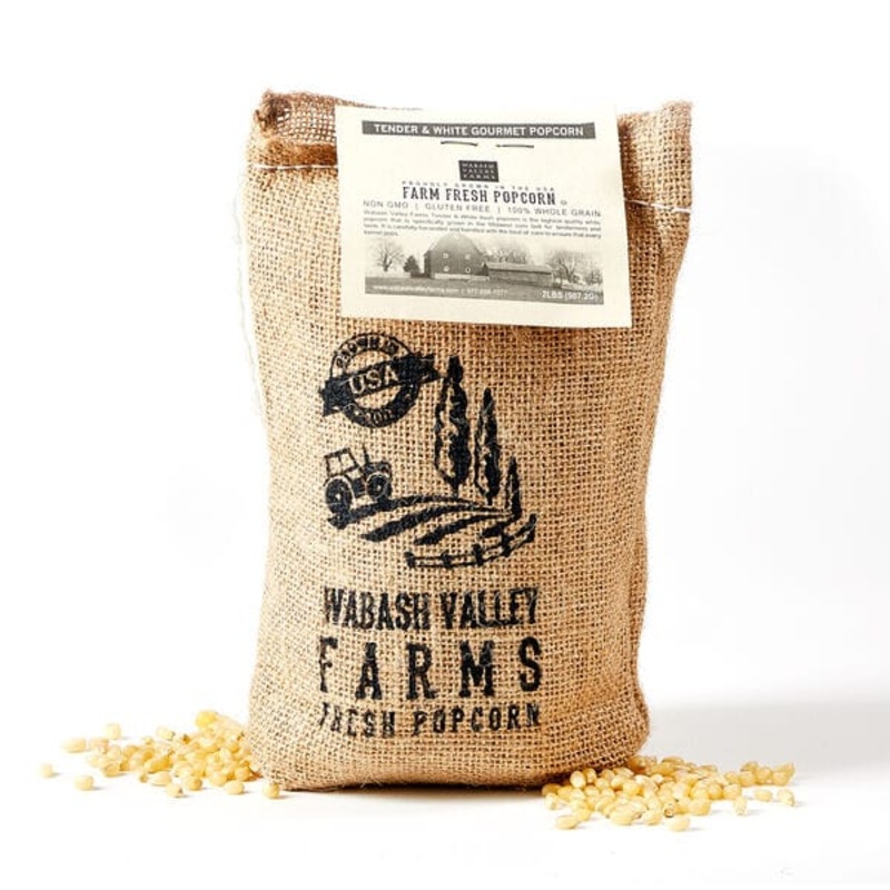 Wabash Valley Farms Burlap Bag of White Hulless Amish Popcorn