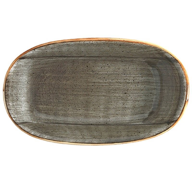 Space 13″ x 7.5″ x h:1.5″ Oval Grey Porcelain Platter