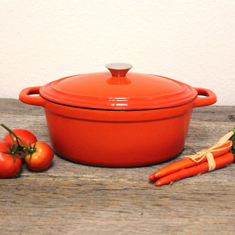 BergHOFF Neo Cast Iron 5qt. Oval Dutch Oven 11.5″ with Lid, Orange