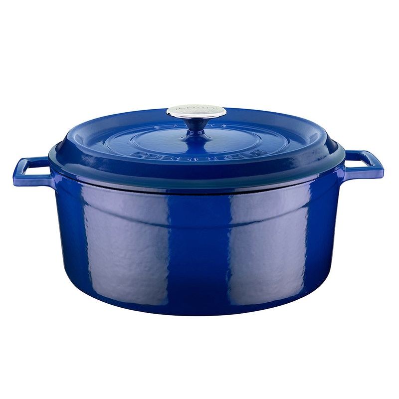 Cast Iron dia.11″ h:5″ 7 qt. Round Blue Cast Iron Dutch Oven