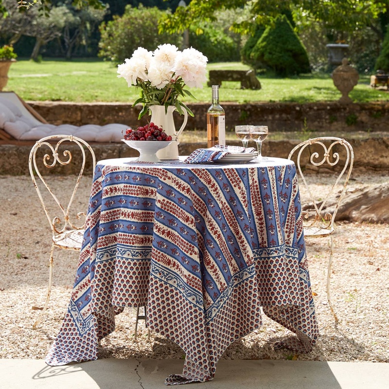 Couleur Nature Provence Avignon Red & Blue Tablecloth