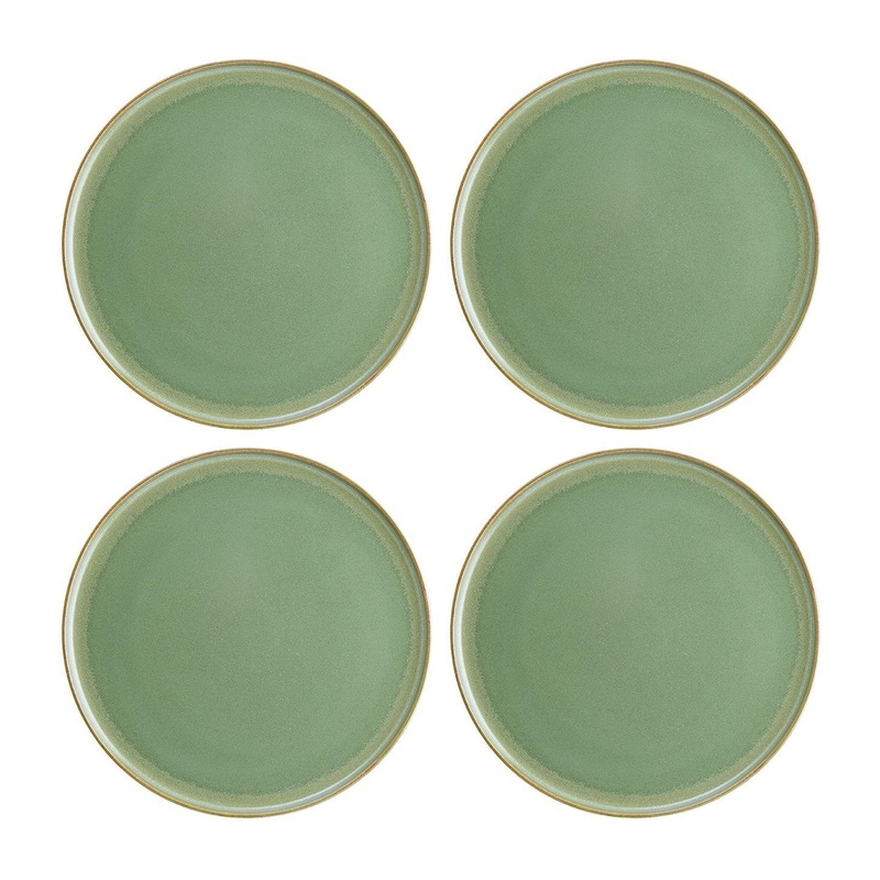Sage dia.8.75″ Round Green Porcelain Plate (Set of 4)